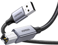 Cáp máy in UGREEN USB 2.0 dài 1.5m (Mã 80802) - Dây A Male sang B Male bọc nhôm, chống rối, bền bỉ