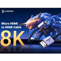 Cáp Micro HDMI sang HDMI dài 1m Ugreen 15516 HD164 (HDMI 2.1 8K@60Hz, Dynamic HDR, eARC 48Gbps)