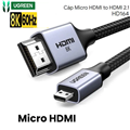 Cáp Micro HDMI sang HDMI dài 2m Ugreen 15517 HD164 (HDMI 2.1 8K@60Hz, Dynamic HDR, eARC 48Gbps)