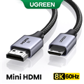 Cáp Mini HDMI sang HDMI 8K@60Hz dài 1M Ugreen 15514 cao cấp