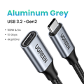 Cáp nối dài USB-C UGREEN 30205 dài 1m - Gen2, sạc nhanh 100W, dây bọc dù chống gãy