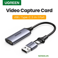 Cáp USB Capture HDMI, live streaming 1080P HDMI sang USB 2.0, Type-C Ugreen 40189 cao cấp
