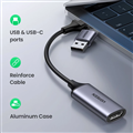 Cáp USB Capture HDMI, live streaming 1080P HDMI sang USB 2.0, Type-C Ugreen 40189 cao cấp