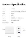 Củ sạc nhanh đa năng Ugreen 90495 65W 2 Type-C, 1 USB-A chính hãng