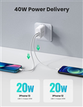 Củ sạc nhanh Ugreen 10343 40W 2 cổng Type-C chuẩn EU chính hãng