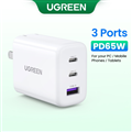 Củ sạc nhanh UGREEN 15334 Nexode 65W GaN 3 cổng (2 USB-C + 1 USB-A) Chính Hãng