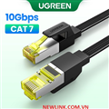 Dây, cáp mạng CAT7 đúc sẵn dẹt dài 10M tốc độ 10Gbps 600Mhz 30AWG U/FTP Ugreen 40165 cao cấp