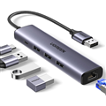 Hub chuyển đổi đa năng UGREEN 60554 USB 3.0 sang HDMI, VGA, LAN, USB - Màu Xám