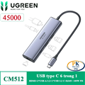 Hub USB-C đa năng UGREEN 45000 6-in-1 - HDMI 4K@60Hz, USB 3.2 Gen 2, LAN RJ45, PD 100W