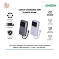Pin sạc dự phòng UGREEN 35604B 10000mAh tích hợp dây sạc nhanh 30W cao cấp