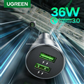 Sạc nhanh ô tô Ugreen 10144 2 cổng USB-A QC 3.0 36W màu Xanh đậm