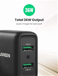 UGREEN 10216 Củ sạc nhanh 2 cổng USB 36W Fast Charger chân cắm chuẩn Anh (Đen)