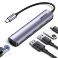 Ugreen 10919 USB-C sang 2*USB 3.0+HDMI+Bộ chuyển đổi Ethernet RJ45+PD 4K 60Hz