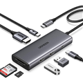 Ugreen 15531 Bộ chuyển đổi USB-C sang HDMI+2*USB 3.2 A+ USB-C 3.2+SD/TF+PD 10Gbps 4K@30Hz với PD