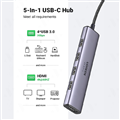 Ugreen 20955 Bộ chuyển đổi UGREEN USB-C sang 4*USB 3.0+HDMI 4K@60Hz