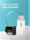 UGREEN 50816 Củ sạc 3 cổng USB Charger 5V/3.1A (Black)