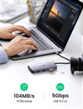 Ugreen 50852 - Bộ chuyển đa năng USB-C sang 2xUSB3.0+HDMI 4K30HZ+RJ45(Gigabit)+SD+TF+PD  (7 IN 1)