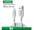 Ugreen 60161 Cáp Lightning bện vỏ nhôm 1m (Bạc) cao cấp