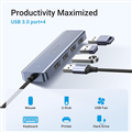 UGREEN 70336 Bộ chia USB Type-C ra 4 cổng USB 3.0 có hỗ trợ nguồn