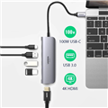 Ugreen 70495 Bộ chuyển đổi nguồn UGREEN USB Type C sang USB 3.0*3 + HDMI + PD 4K@60Hz