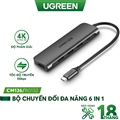 Ugreen 80132 - Bộ chuyển đổi đa năng USB-C sang HDMI 4K30HZ+3*USB 3.0 A+ AUX3.5mm+PD (6 IN 1)