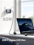 UGREEN 90409 Bộ sạc nhanh Nexode GaN 65W  2 cổng USB Type-C + USB-A Màu Đen kèm 3 chuẩn cắm US EU UK