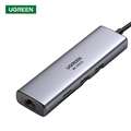 Ugreen 90568 Bộ chuyển đổi cổng USB-C sang 2*USB3.0+HDMI+RJ45+SD&TF +PD 4K30Hz