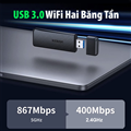 USB Wifi Băng Tần Kép UGREEN AC1300 - Chuẩn USB 3.0, Tốc Độ Cao 1300Mbps (Mã 50340)