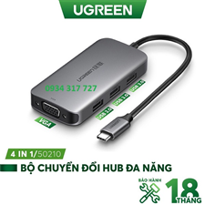 50210, Bộ chuyển đổi Type C đa năng 4 trong 1 Ugreen cao cấp