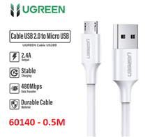 aUgreen 60140 Cáp sạc truyền dữ liệu USB 2.0 sang MICRO USB dài 0.5M màu Trắng