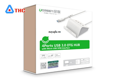 Bộ chia USB, hub 4 cổng USB 3.0 hỗ trợ OTG Chính hãng Ugreen 20280 5V/3A