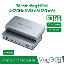 Bộ chuyển đổi HDMI  KVM 4K dài 120 Mét - Hỗ Trợ USB & Âm Thanh - V-HD011 cao cấp