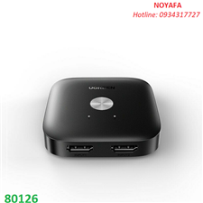 Bộ chuyển HDMI 2 vào 1 ra UGREEN 80126 hỗ trợ 4K@60Hz, nút chuyển tay