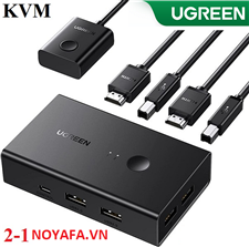 Bộ chuyển tín hiệu 2 CPU dùng 1 màn hình KVM Switch HDMI 2.0, USB 4K@60Hz Ugreen 15166 cao cấp