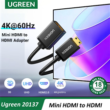 Cáp chuyển đổi Mini HDMI sang HDMI dài 20cm chính hãng Ugreen 20137