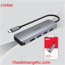 Cáp chuyển đổi TYPE - C sang 3 USB 3.0 + HDMI + TF/SD UNITEK H1107F cao cấp