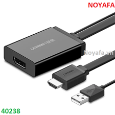 Cáp chuyển đổi UGREEN 40238 HDMI + USB sang DisplayPort dài 0.5m (Màu đen)