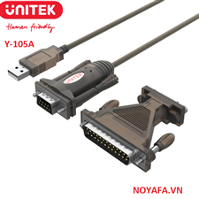 Cáp chuyển đổi USB sang RS 232 (Com) DB9F + Com DB25M Unitek Y-105A cao cấp