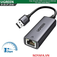Cáp chuyển USB-A 3.0 sang Lan 10/100/1000Mbps Ugreen 15736 vỏ nhôm cao cấp