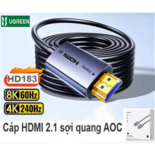 Cáp HDMI 2.1 Sợi Quang Ugreen 55504/HD183 dài 10M AOC Hỗ Trợ 8K@60Hz, 48Gbps Cao Cấp