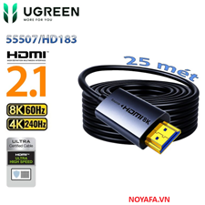 Cáp HDMI 2.1 Sợi Quang Ugreen 55507/HD183 dài 25M AOC Hỗ Trợ 8K@60Hz, 48Gbps cao cấp