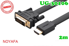 Cáp HDMI sang DVI 24+1 dẹt dài 2m Ugreen 30106