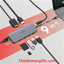 Cáp TYPE-C sang 3 USB 3.0 + HDMI + VGA + LAN + TF/SD/PD D1026B Unitek Cao cấp