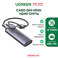 Cáp USB Capture HDMI, live streaming 1080P@60Hz HDMI sang USB 2.0, Type-C Ugreen 25854/CM716 cao cấp