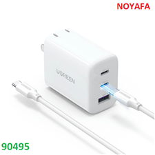 Củ sạc nhanh đa năng Ugreen 90495 65W 2 Type-C, 1 USB-A chính hãng