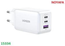Củ sạc nhanh UGREEN 15334 Nexode 65W GaN 3 cổng (2 USB-C + 1 USB-A) Chính Hãng