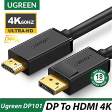 Dây, cáp Displayport 1.2 sang HDMI dài 1,5m hỗ trợ 4K30hz Ugreen 10239 cao cấp