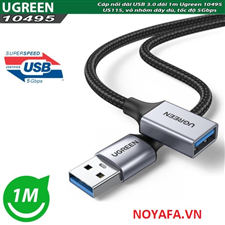 Dây cáp nối dài USB 3.0 dài 1m Ugreen 10495 US115, vỏ nhôm dây dù, tốc độ 5Gbps cao cấp