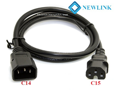 Dây nguồn UPS C14 C15 dài 1M NEWLINK tiết diện 16AWG (1.31mm2) NL-PC1415-1M