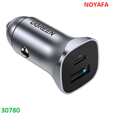 Sạc Ô Tô UGREEN 30780 2 Cổng Nhanh PD + QC 3.0 - Vỏ Hợp Kim